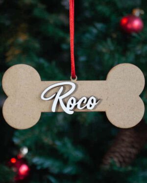 Bola de Navidad con forma de hueso de perro