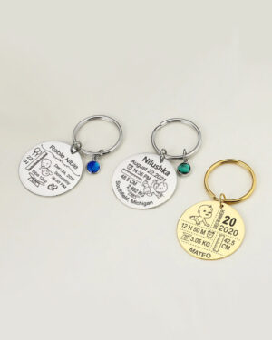 Llavero personalizado nacimiento de bebé con talla y peso
